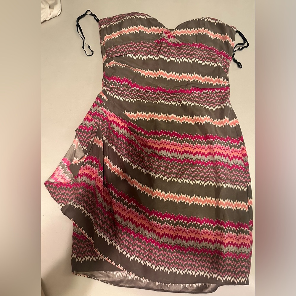 Parker Pink and Brown Midi Wrap Dress
